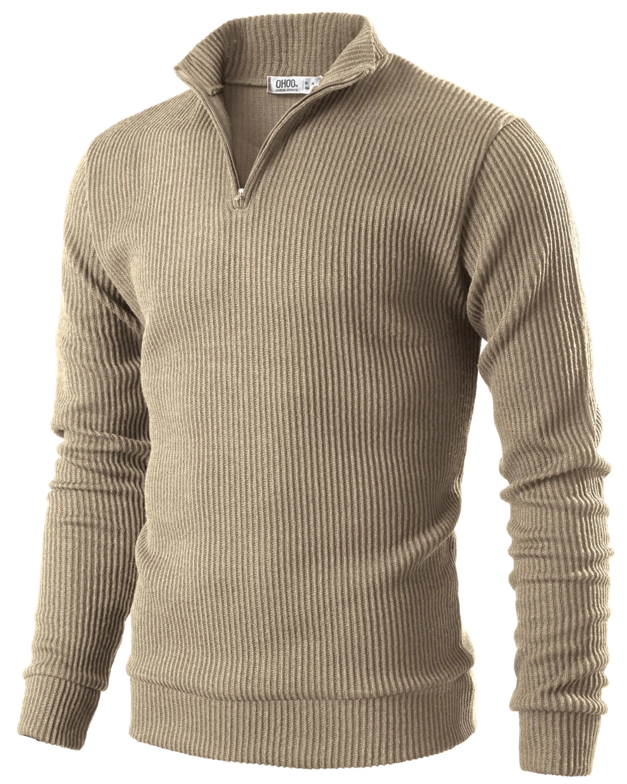Mens Quarter Zip Bege